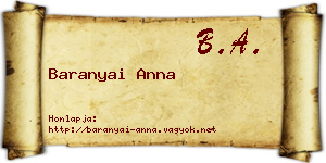 Baranyai Anna névjegykártya