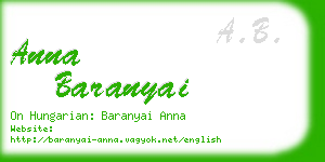 anna baranyai business card